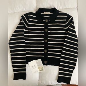 New Sezane Betty Cardigan Black with White Stripes XS